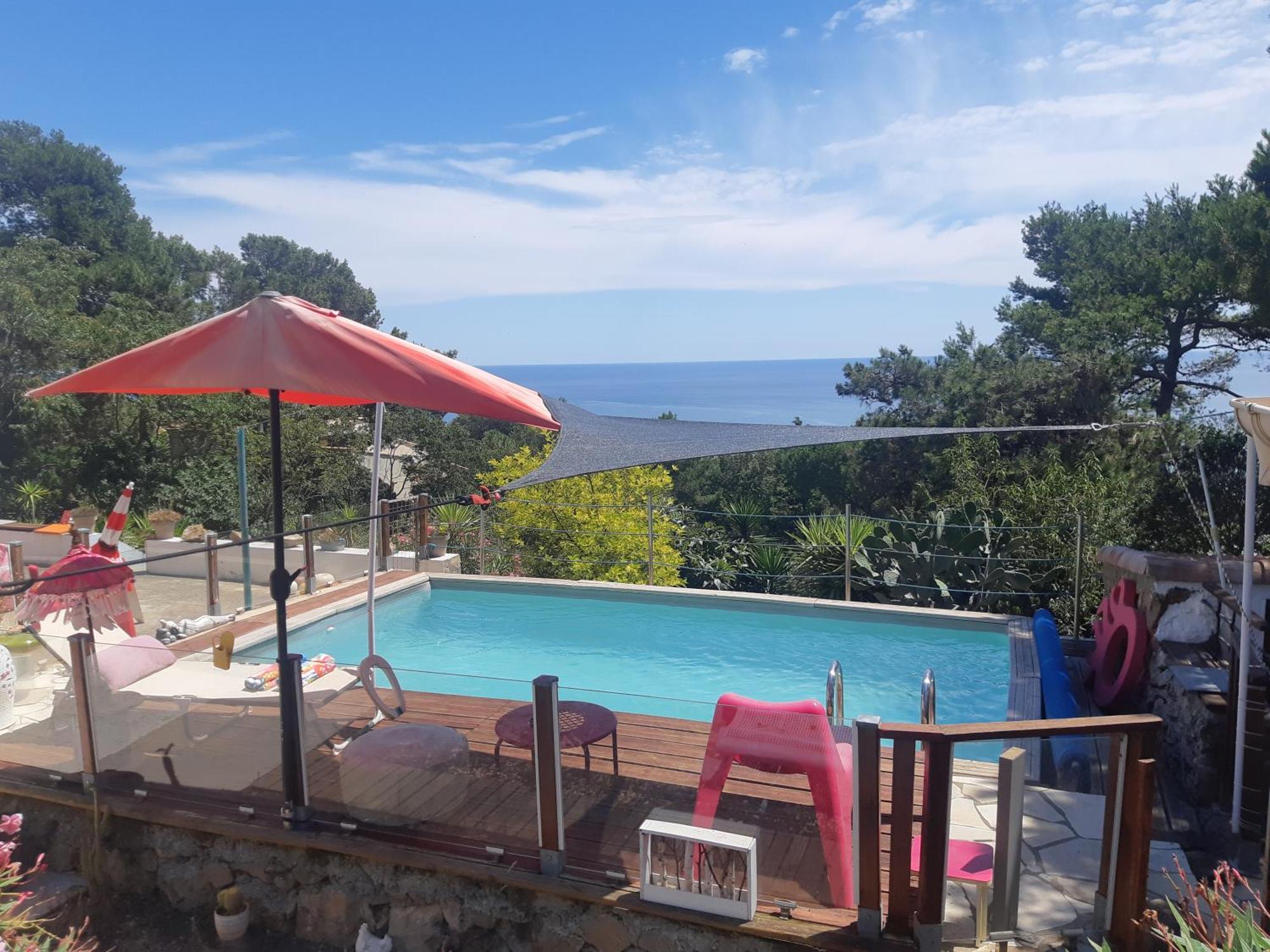 Haut De Villa Au Mont St Clair Vue Exceptionnelle Mer Et Foret Terrasses, Piscine, Petanque, Solarium Prives Сет Екстер'єр фото